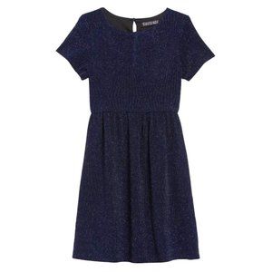 Trixxi (Nordstrom Brand) Glitter Knit Cap Sleeve Navy Dress